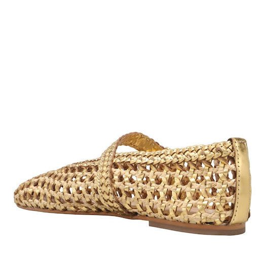 Inuovo D27021 Two-Tone Mary-Jane Woven Pump - Gold - My Shoe Shop - Flat