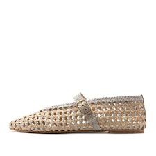 Inuovo D27021 Two-Tone Mary-Jane Woven Pump - Offwhite - My Shoe Shop - Flat
