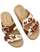 Inuovo D53028 Chunky Two Bar Slip in Buckle Sandal - Pony Tan-Beige - My Shoe Shop - Comfort