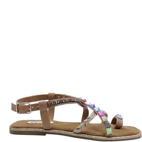 Inuovo Flat Strappy Sandal 966043 - Coconut Multi - My Shoe Shop - sandal