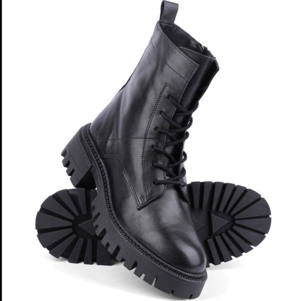 Inuovo Lace Up Leather Boot - Black (2025) - My Shoe Shop - boot