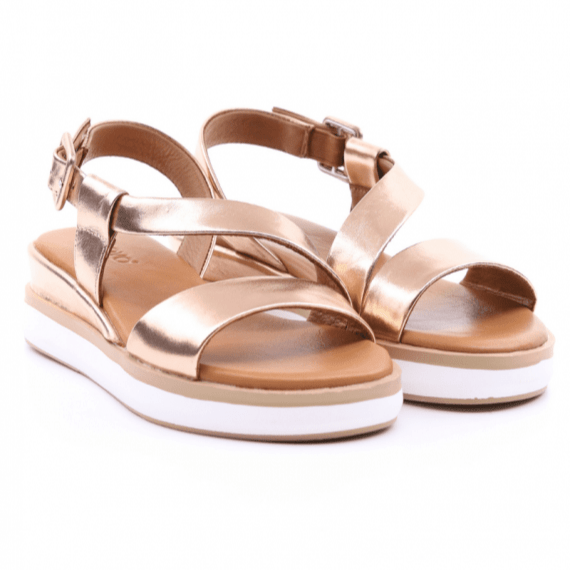 Inuovo Side Strap Sandal on Wedge 113060 - Metallic Rose - My Shoe Shop - sandal