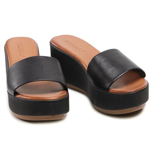 Inuovo Slip in Mule Wedge 123028 - Black - My Shoe Shop - Wedge