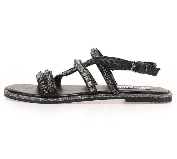 Inuovo Strappy Beaded Sandal 966040 - Black - My Shoe Shop - sandal