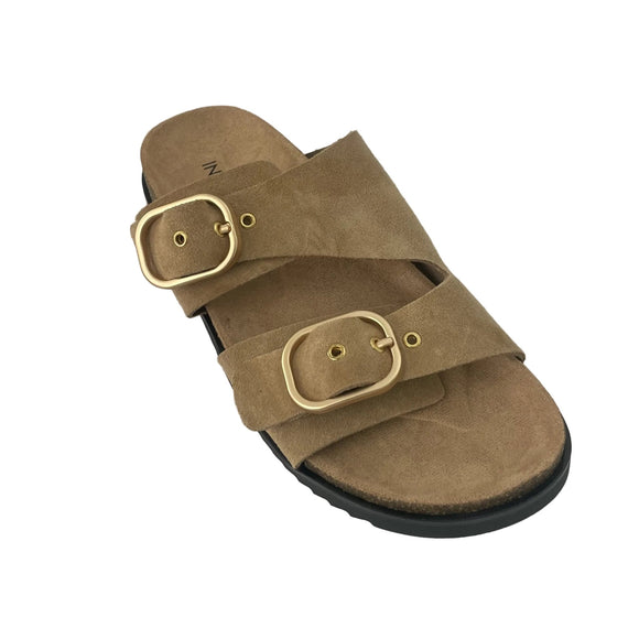 Inuovo YTA036 Two-Tone Buckle Slip in Sandal - SD Mushroom - My Shoe Shop - Comfort