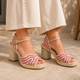 Fuxia pink woven leather Gaimo Danae espadrille block-heel sandal