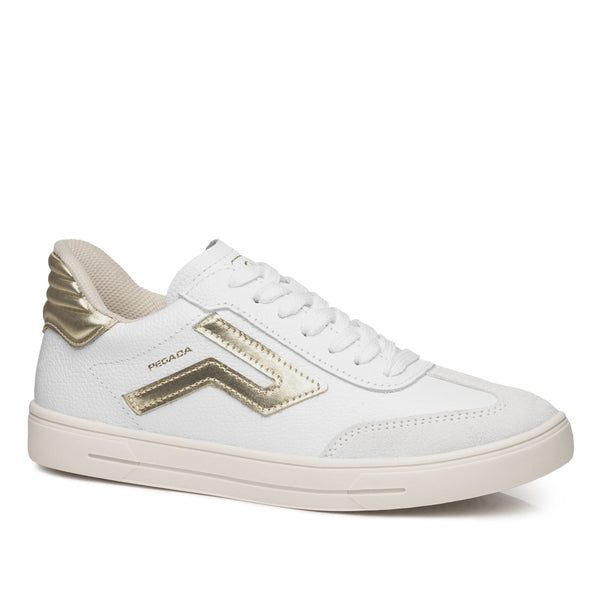 Pegada 211154 - 04 Leather Sneaker with Gold - White - My Shoe Shop - Sneaker