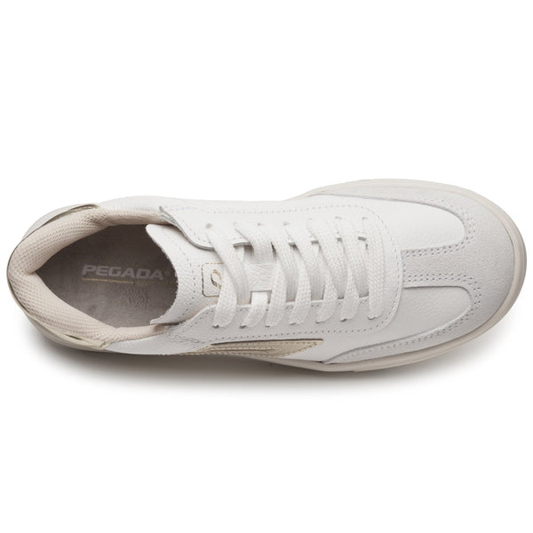 Pegada 211154 - 04 Leather Sneaker with Gold - White - My Shoe Shop - Sneaker