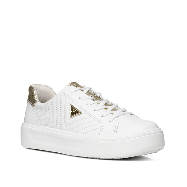 Pegada 211220 - 01 Leather Sneaker with Gold Detail - White - My Shoe Shop - Sneaker