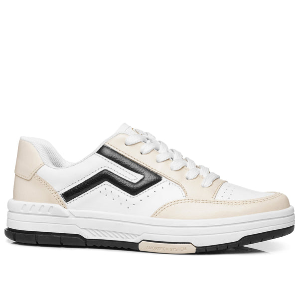 Pegada 212609-06 Leather Sneaker with Detail - Beige w Black - My Shoe Shop - Sneaker