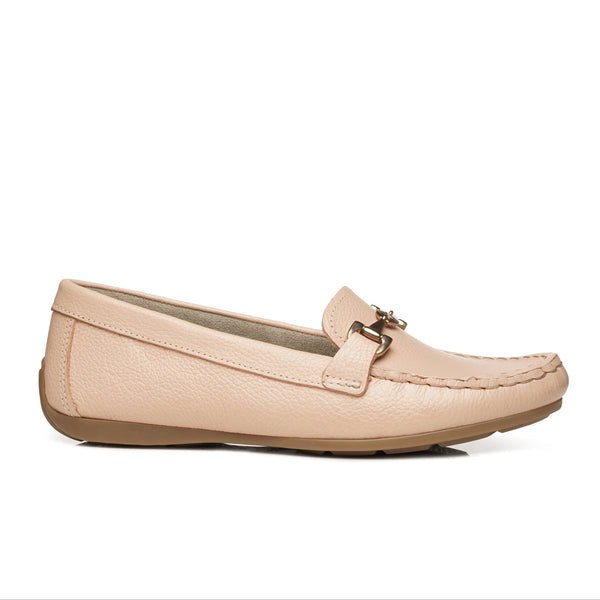 Pegada Leather Loafer 249007 with gold detail - Blush - My Shoe Shop - Loafer