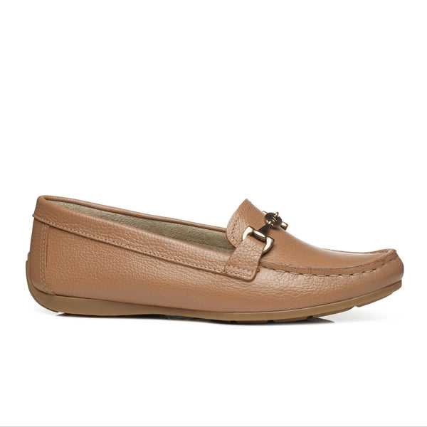Pegada Leather Loafer 249007 with gold detail - Camel - My Shoe Shop - Loafer
