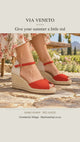 Gaimo Ronny Rojo red suede espadrille wedges — Winelands lunch styling video by Via Veneto Shoes