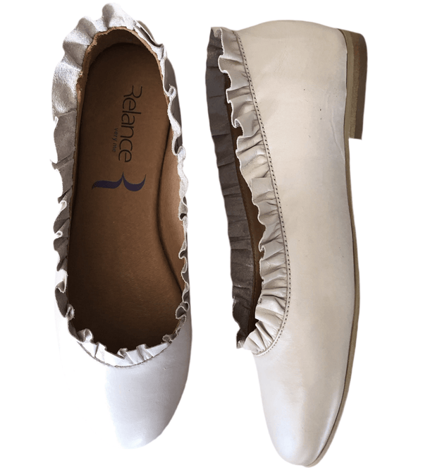 Relance Frilled Leather Ballerina - Nude Pink - My Shoe Shop - Ballerina
