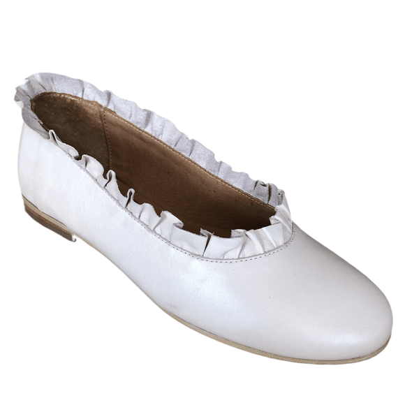 Relance Frilled Leather Ballerina - Nude Pink - My Shoe Shop - Ballerina