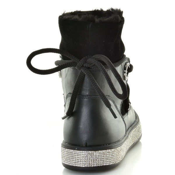 Studio Modd Boot 30805 w bling edge and fur - Black - My Shoe Shop - Sneaker Boot