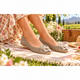 Gaimo Isbel taupe suede rose ballerinas worn at a garden picnic