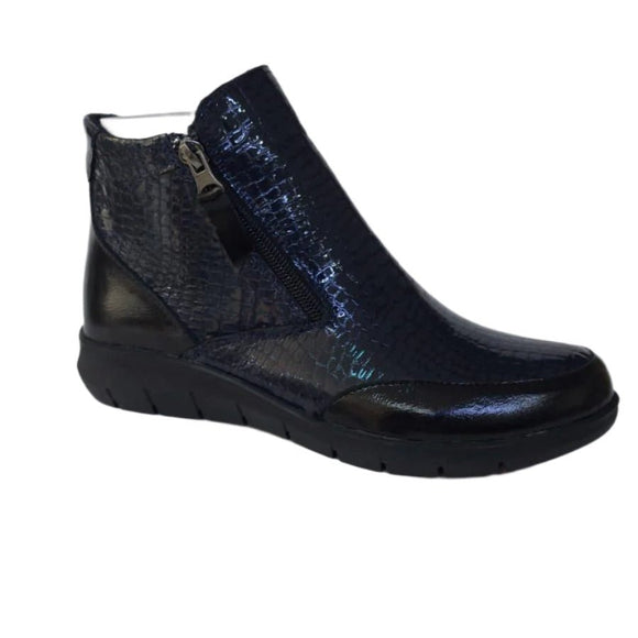 Via Veneto C2025 Double Zip Up Boot Patent - Navy - My Shoe Shop - General