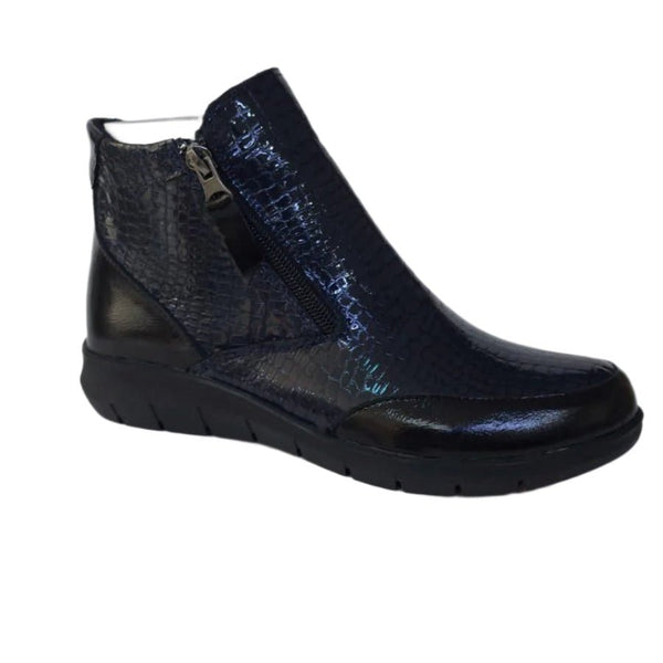 Via Veneto C2025 Double Zip Up Boot Patent - Navy - My Shoe Shop - General