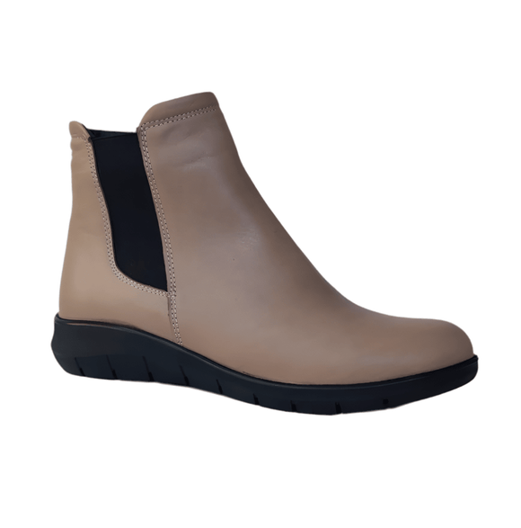 Via Veneto C2025 Zip Up Boot w Elastic Detail - Taupe - My Shoe Shop - General