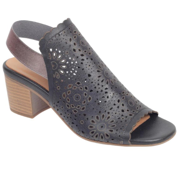 Via Veneto Heel Lasercut 002.8834 - Black - My Shoe Shop - Heel
