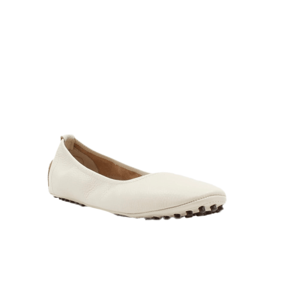 Via Veneto Leather Ballerina - Off White - My Shoe Shop - Ballerina