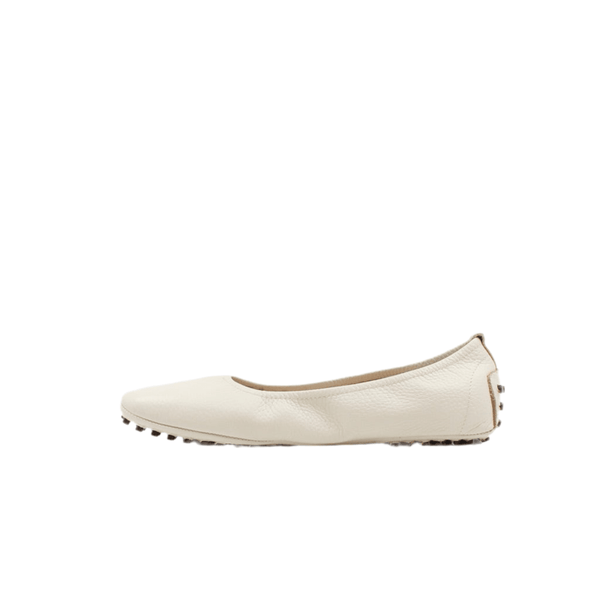 Via Veneto Leather Ballerina - Off White - My Shoe Shop - Ballerina