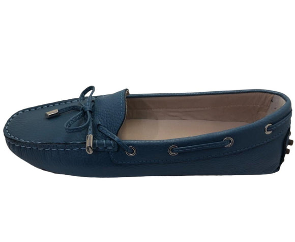 Via Veneto Leather Moccasin 6026 - Blue - My Shoe Shop - General