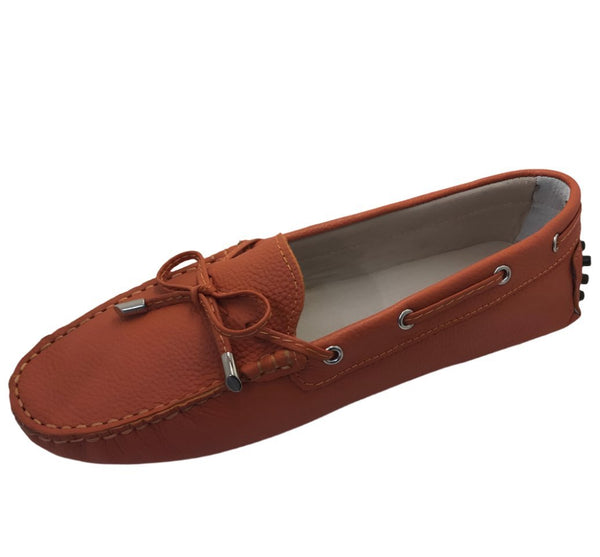 Via Veneto Leather Moccasin 6026 - Orange - My Shoe Shop - General