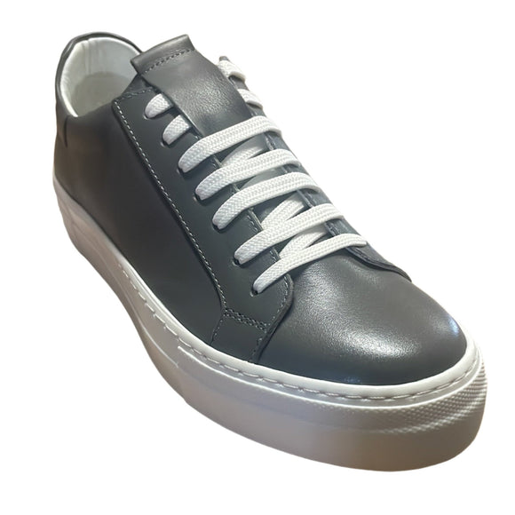 Via Veneto Leather Sneaker with White sole 352 - Grey - My Shoe Shop -