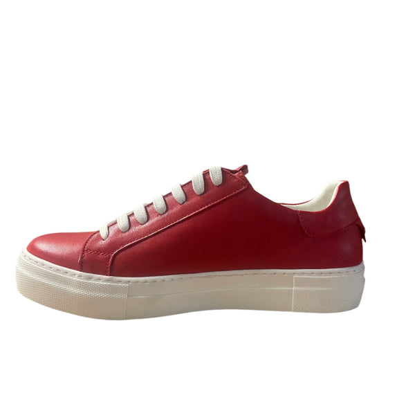 Via Veneto Leather Sneaker with White Sole 352 - Red - My Shoe Shop -