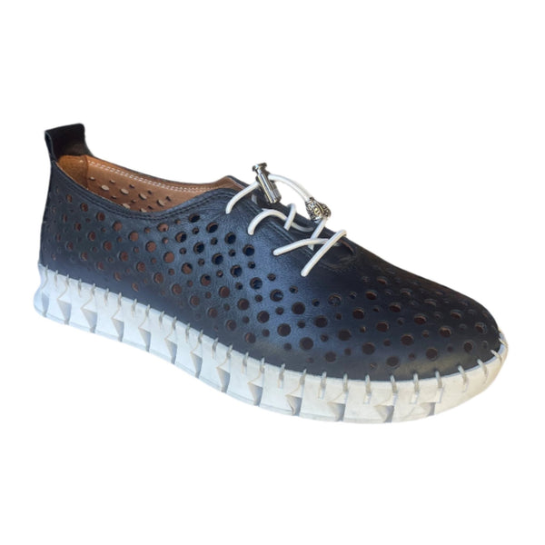 Via Veneto Leather Summer Sneaker 042.2005-6 - Black - My Shoe Shop - General