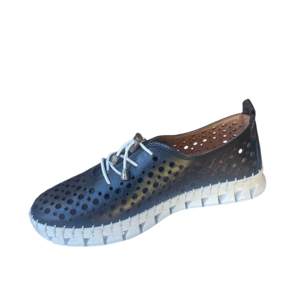 Via Veneto Leather Summer Sneaker 042.2005-6 - Black - My Shoe Shop - General