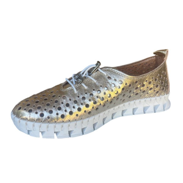 Via Veneto Leather Summer Sneaker 042.2005-6 -Gold - My Shoe Shop - General