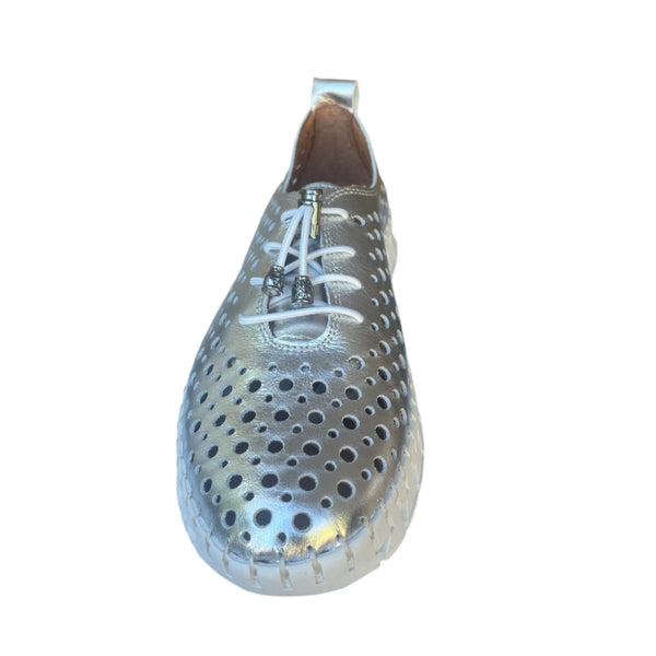 Via Veneto Leather Summer Sneaker 042.2005-6 -Silver - My Shoe Shop - General
