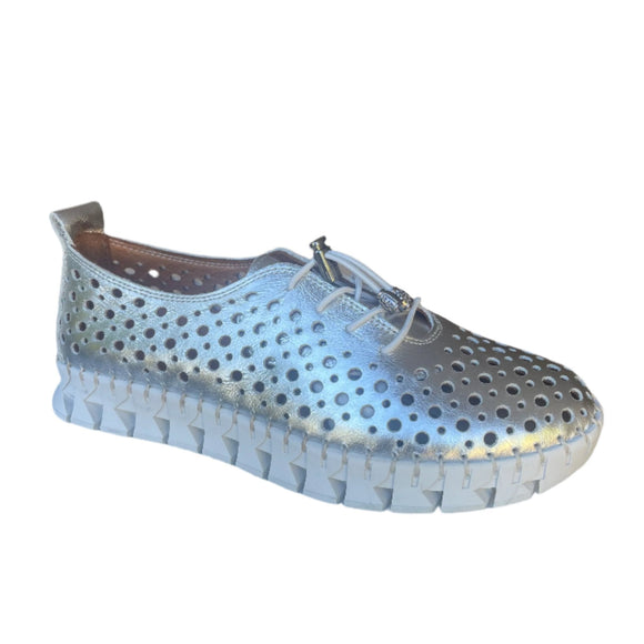 Via Veneto Leather Summer Sneaker 042.2005-6 -Silver - My Shoe Shop - General