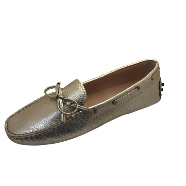 Via Veneto Metallic Leather Moccasin 6026 - Gold - My Shoe Shop - General
