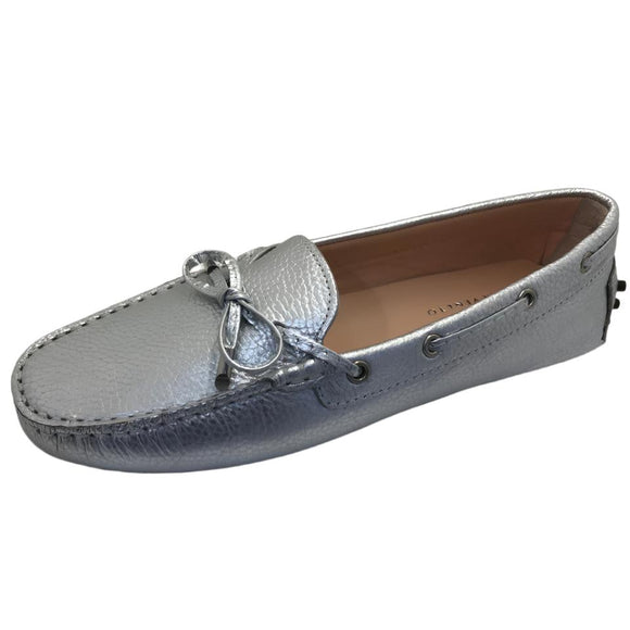 Via Veneto Metallic Leather Moccasin 6026 - Silver - My Shoe Shop - General