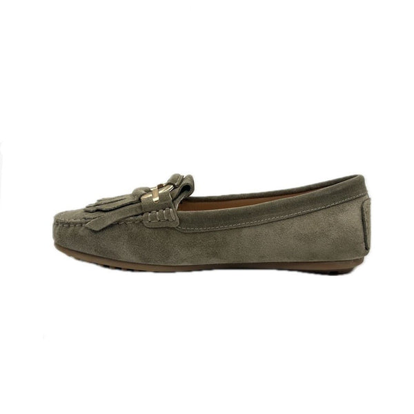 Via Veneto Moccasin 1268 Suede - Olive - My Shoe Shop - Moccasin