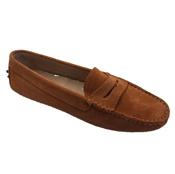 Via Veneto Suede Moccasin 6166 - Orange - My Shoe Shop -