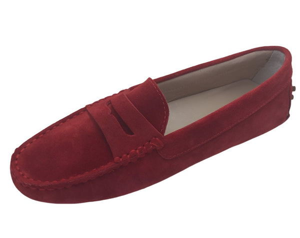 Via Veneto Suede Moccasin 6166 - Red - My Shoe Shop - General