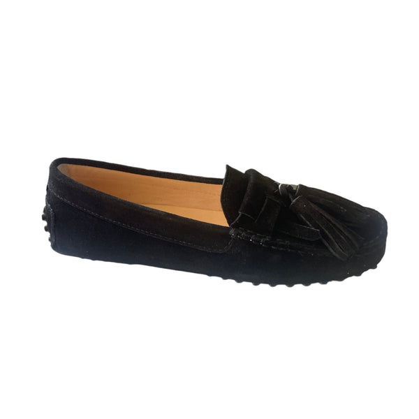 Via Veneto Suede Moccasin with tassel 1179 - Black - My Shoe Shop - General