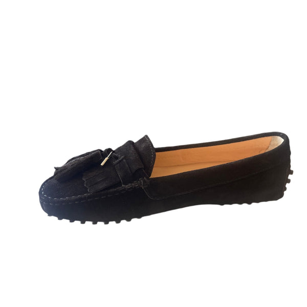 Via Veneto Suede Moccasin with tassel 1179 - Black - My Shoe Shop - General