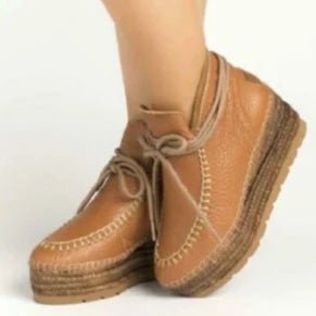Vidorreta Low Leather Wedge Boot - Camel - My Shoe Shop - boot