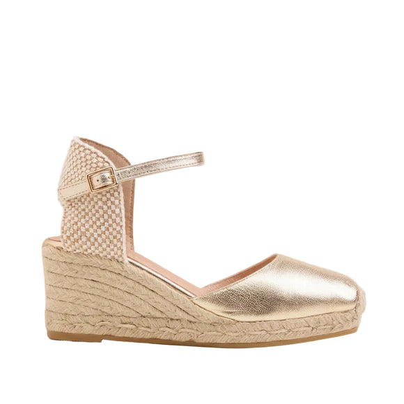 Odin Carrara metallic leather Gaimo Yosie closed square-toe espadrille wedge