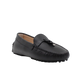 Via Veneto Leather Moccasin 1173 with Silver detail on Tassle - Black