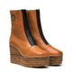 Vidorreta Wedge Leather Boot with Front Zip camel 90500