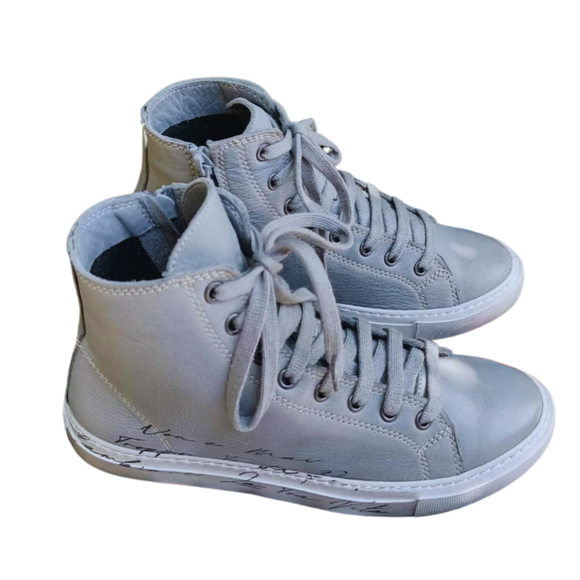 Bueno Leather High Top Sneaker with Lace - Grey 