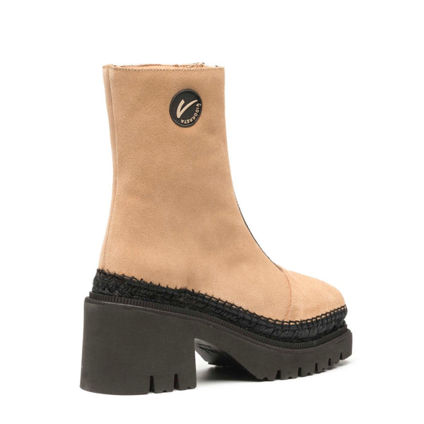 Vidorreta Suede Boot with Front Zip Nude 90500 serraje basket