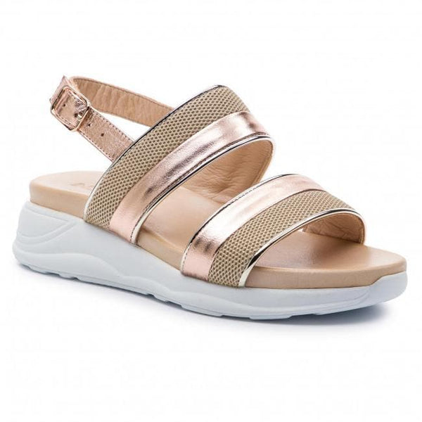 Inuovo 114008 Wedge Sandal with Gold - Beige